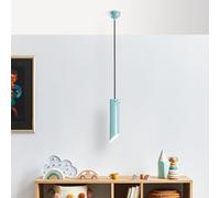 Chandelier turquoise élégant, hauteur réglable 37-114 cm, corps en métal, capuchon de 8 cm, 1 douille E27, parfait pour la décoration d'intérieur moderne | Indice IP20