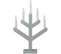 Chandelier Vinga bois gris 5 bougies LED E10 H 50cm L 32cm