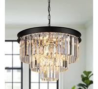 Chandeliers 24"/60Cm Round Top Crystals Chandelier Adjustable Ceiling Fixture 4-Tier K9 Crystal Pendant Lamp 12-Light for Dinning Living Room Foyer