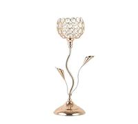 Chandeliers de Cristal, Chandeliers Bougeoir en Cristal doré, bougeoir en Fer en Forme de Fleur, Petit Ensemble Vintage(36cm 14.2in)