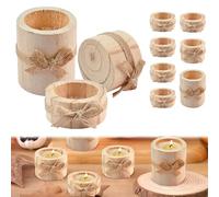 Chandeliers en bois - Lot de 10 supports de bougies chauffe-plat en 3 tailles pour pièce maîtresse de table à manger, chandeliers en bois pour le salon, la salle de bain, cadeaux de fête