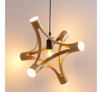Chandeliers, Wooden Chandelier丨 5W Personality Lighting Luminaire丨restaurant Bar Ceiling Chandeliers Lighting Fixture丨wooden Color 7Lights Light Chandelier丨simple Hanging/Wood Grain/a