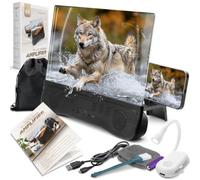 Chandelita Agrandisseur Ecran Telephone 16 Pouces, Haut-Parleur Bluetooth | Loupe d'écran de téléphone pour films, séries et matchs de foot, compatible tous smartphones, batterie et lampe LED incluses