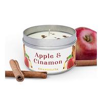 Chandelita Bougie Parfumées à la Cannelle & Pomme avec Morceaux pour Stimuler l’esprit, Améliorer l’état d’âme, Favoriser la Concentration & comme Aphrodisiaque Naturel - Bougie Parfumée Bien-être