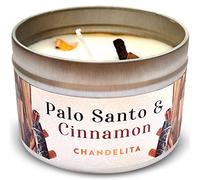 Chandelita Bougie Parfumées au Palo Santo & Cannelle avec Morceaux et Cire de Soja pour Relaxation, Méditation & Guérison des Chakras - Bougie Parfumée Artisanale - Bougies Parfumée Bien-être