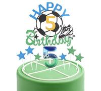 Chandelles d'anniversaire de football, bougie numéro 5 de football pour gâteau, décorations pour le 5e anniversaire des garçons, décorations de gâteau à bougies bleues et vertes pour gâteau de