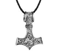 Chandler Collier avec pendentif en forme de marteau de Thor - Style viking - Pour homme - Noeud celtique - Loup Mjolnir - Hip Hop - Cadeau de rappeur