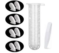 ChaneeHann 4 Paires Dent de Vampire, 4 Tailles Crocs Dents Fausses avec 1 Tube Colle Pellets Adhésif pour Halloween Dentier, Cosplay, fête, fête- 13cm