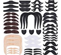 ChaneeHann 48 Pièces Fausses Moustaches Nouveauté Fausses Moustaches à Papier Collant Auto pour la Fête de la Mascarade de Noël, fête d'anniversaire, déguisements et Performa 16 Styles Amusant