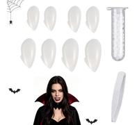 ChaneeHann Dents de Vampire 4 Paires, Crocs de Vampire avec Adhésif, Dentier Halloween 1 Tailles 13, Accessoire Cosplay Fête Vampire Loup-Garou Zombie