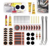ChaneeHann Kit de Réparation Pneu Vélo, 56 Pièces Rustine Vélo Rustine Chambre à Air Kit Crevaison Vélo Portable pour Réparation de Pneus de Vélo/Moto/VTT