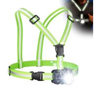 ChaneeHann Lampe Course a Pied Pectorale, 6 Modes Lumière (Blanc/Rouge), Étanche IPX4, Gilet Reflechissant Running 360° avec Sangles Réglables pour Courir, Vélo, Randonnée, Pêche, Marche Nocturne