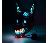 ChaneeHann Masque de loup-garou LED pour Halloween - 3 modes de clignotement, plastique robuste, masque pour fête costumée et événements effrayants