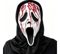 ChaneeHann Masque Ghost Face Scream - Déguisement Halloween Horreur Adulte & Ado 14 Ans, PVC Souple avec Capuche, Accessoire Cosplay Maison Hantée Taille Unique