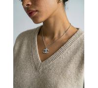 Chanel Collier Pendentif Cc Émail Blanc