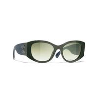 Chanel Femme Sunglass Oval Sunglasses CH5524 - Couleur du Monture: Vert sarcelle et bleu, Couleur de Lentille: Vert