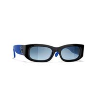 Chanel Femme Sunglass Rectangle Sunglasses CH5525 - Couleur du Monture: Noir, Couleur de Lentille: Bleu