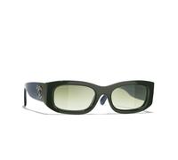 Chanel Femme Sunglass Rectangle Sunglasses CH5525 - Couleur du Monture: Vert sarcelle et bleu, Couleur de Lentille: Vert