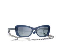 Chanel Femme Sunglass Rectangle Sunglasses CH5553 - Couleur du Monture: Bleu laiteux exclusif, Couleur de Lentille: Bleu