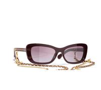 Chanel Femme Sunglass Rectangle Sunglasses CH5553 - Couleur du Monture: Rouge Vendôme, Couleur de Lentille: Rouge