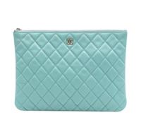 Chanel Vintage, Femme, Pre-owned, Bleu, Taille: ONE Size Pochette en cuir caviar matelassé Pre-owned