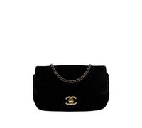 Chanel Vintage, Femme, Pre-owned, Noir, Taille: ONE Size Sac à rabat matelassé en velours Pre-owned