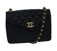 Chanel Vintage, Femme, Pre-owned, Noir, Taille: ONE Size Sac porté épaule vintage en satin Pre-owned