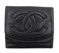 Chanel Vintage - Portefeuille Coco Mark en cuir d'agneau Pre-owned - Femme - Pre-owned - Noir - Taille: ONE Size