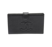 Chanel Vintage - Portefeuille long à deux volets Pre-owned Coco Mark en cuir caviar - Femme - Pre-owned - Noir - Taille: ONE Size