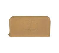Chanel Vintage - Portefeuille long Pre-owned en cuir caviar avec logo Coco Mark - Femme - Pre-owned - Beige - Taille: ONE Size