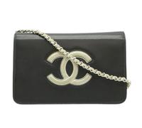 Chanel Vintage - Pre-owned Coco Mark Leather Chain Wallet - Femme - Pre-owned - Noir - Taille: ONE Size