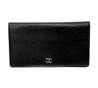 Chanel Vintage - Pre-owned Coco Mark Leather Long Wallet - Homme - Pre-owned - Noir - Taille: ONE Size
