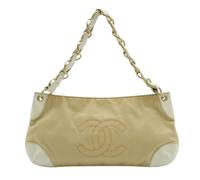 Chanel Vintage - Pre-owned Coco Mark Sac Bandoulière en Cuir et Toile - Femme - Pre-owned - Beige - Taille: ONE Size