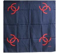 Chanel Vintage - Pre-owned Vintage Foulard en Soie - Femme - Pre-owned - Bleu - Taille: ONE Size