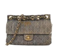 Chanel Vintage - Sac bandoulière vintage en denim Pre-owned - Femme - Pre-owned - Gris - Taille: ONE Size
