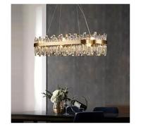 Chaner de luxe rond en cristal LED - Luminaire ovale moderne à suspendre pour salle à manger et décoration d'intérieur, lampe de suspension élégante pour intérieurs élégants (3 couleurs, ovale, 120 cm