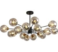 Chaner moderne du milieu du siècle à 8 lumières en verre à plusieurs niveaux, ambre fumé, noir industriel, luminaire suspendu de ferme vintage pour cuisine, îlot, salle à manger, chambre à coucher,