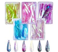CHANGAR 5 couleurs dégradées Aurora verre papier Nail Sticker, miroir réfléchissant conception cassée ligne de verre bandes de papier Nail Decalcomanie 3D cassé verre pièces miroir feuilles faire (5