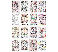 CHANGAR Lot de 16 feuilles d'autocollants pour nail art - Motif joueur de basket-ball - Drapeau de pom-pom girl - Pour femmes et filles