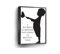 Change Is Beautiful Quote Canvas Print Butterfly Wall Art Inspirational Poster For Home Office(Unframed,16x24inch(40x60cm))