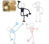 Changeable Shape Funny Sportsman Night Light,Cute LED Light Bulb Mini Night-Lights, DIY Shape-Changing Night Lamps Suction Cup Desktop Ornaments Novelty Bendable Lights Funny Design Lamp (4PCS)