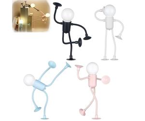 Changeable Shape Funny Sportsman Night Light,Cute LED Light Bulb Mini Night-Lights, DIY Shape-Changing Night Lamps Suction Cup Desktop Ornaments Novelty Bendable Lights Funny Design Lamp (4PCS)