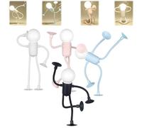 Changeable Shape Funny Sportsman Night Light,DIY Shape-Changing Night Lamps Suction Cup Desktop Ornaments,Cute LED Light Bulb Mini Night-Lights, For Bedroom Bathroom Hallway Decorations (4PS)