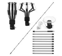 Changeur d'ampoule de plafond haut avec 3 extracteurs réglables, poteau en acier inoxydable pour ampoules LED d'intérieur et d'extérieur (tige à 10 sections)