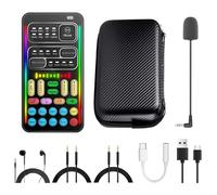 Changeur de voix en temps réel avec carte son - 8 effets vocaux, accessoires complets inclus (mini micro, écouteur moniteur, 2 adaptateurs), Plug & Play, compatible avec PC, PS5, Xbox, Switch, Android