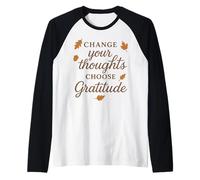 Changez Vos pensées Choisissez Gratitude Motivational Autumn Manche Raglan