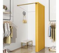 Changing Room Curtain and Gold Rod, 31 35 39 47 Inch Clothing Store Divider Simple Fitting Room for Cloakroom/Show Backstage, Wall Hanging Corner Partition(Gold,47 1/5in)