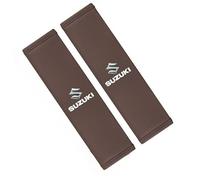 CHANGKAIFA 2 Pièces Voiture Protège Ceinture de Sécurité Coussin pour Suzuki Swift Typ FZ/NZ AB Bj. 09/2010-04/2017 -, Cuir Coussinets D'Epaule pour Protéger Cou Epaules,Brown