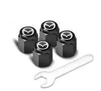 CHANGKAIFA 4 Pièces Bouchons de Tige de Valve Pneu pour Mazda MX-5 Miata NA NB NC ND 1990-2019 2020 2021 2022 2023, Pneus Voiture Couvre-Valves en Aluminium Tiges à Valves Capuchons à Poussière,Black