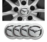 CHANGKAIFA 4 Pièces Centre de Roue Décoratifs pour Mazda CX-5 CX-3 3 6, Autocollants de Cache Moyeu Roue Voiture Stickers Enjoliveurs Faciles à Installer et Durables,Silver-60mm